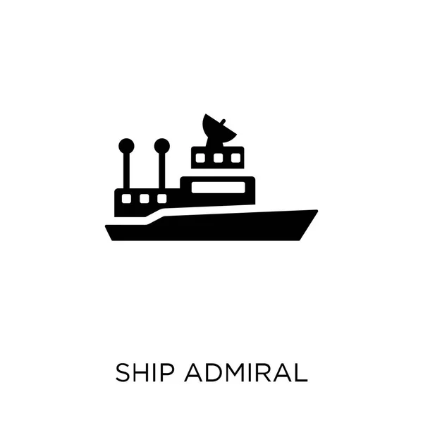 Amiral Icon Icon Gemi Amiral Sembolü Tasarım Deniz Koleksiyonundan Gemi — Stok Vektör