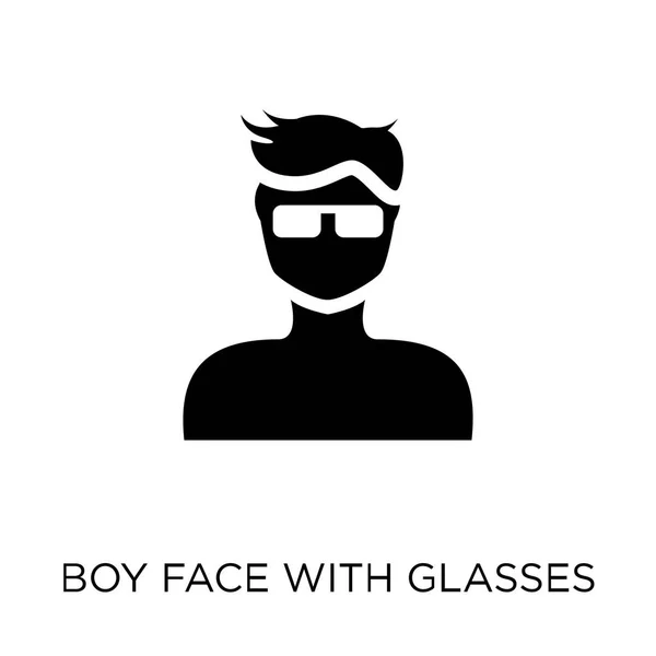 Αγόρι Πρόσωπο Γυαλιά Εικονίδιο Αγόρι Πρόσωπο Γυαλιά Σύμβολο Σχέδιο Από — Διανυσματικό Αρχείο