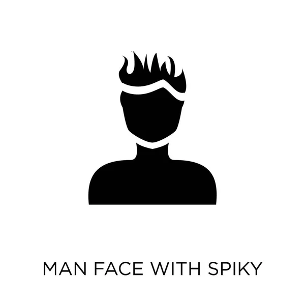 男人的脸与尖尖的头发图标 男人的脸与尖尖的头发符号设计从人收集 简单的元素向量例证在白色背景 — 图库矢量图片