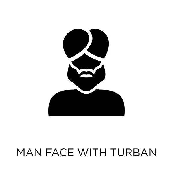 男人脸与头巾和胡子图标 人脸与头巾和胡须符号设计从人收藏 简单的元素向量例证在白色背景 — 图库矢量图片