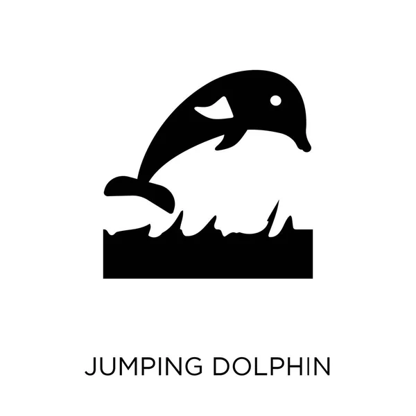 跳跃的海豚图标 跳跃海豚符号设计从夏季收藏 简单的元素向量例证在白色背景 — 图库矢量图片