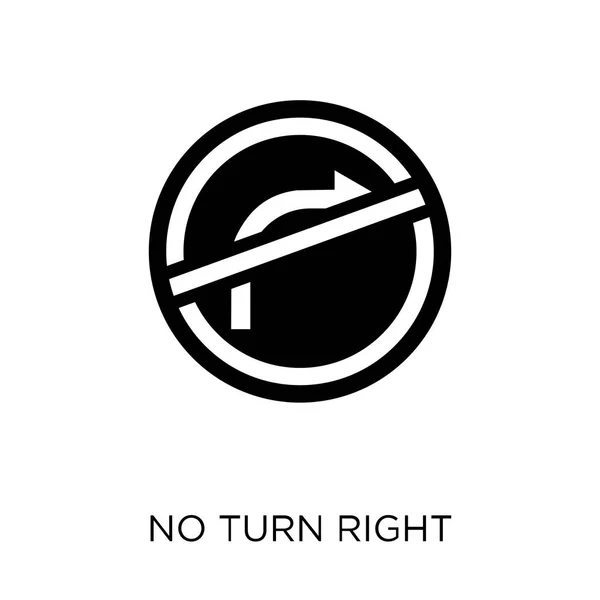 Žádná Ikona Otočení Právo Přihlásit Žádné Zahněte Doprava Podepsat Symbol — Stockový vektor
