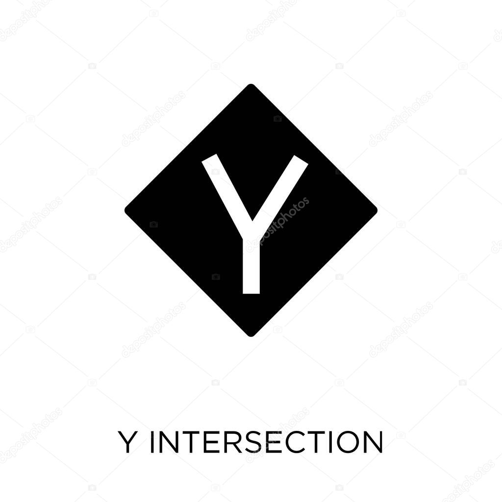 Y intersection sign icon. Y intersection sign symbol design from Traffic signs collection. Simple element vector illustration on white background.