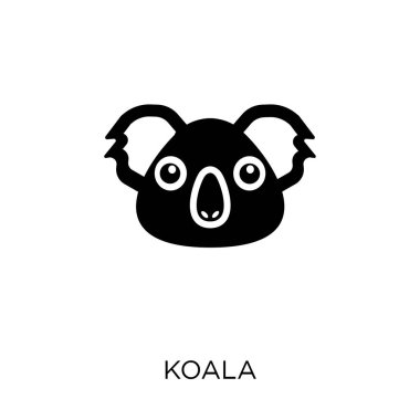 Koala simgesi. Koala sembolü tasarım hayvanlar koleksiyonundan. Basit öğe vektör çizim beyaz arka plan üzerinde.