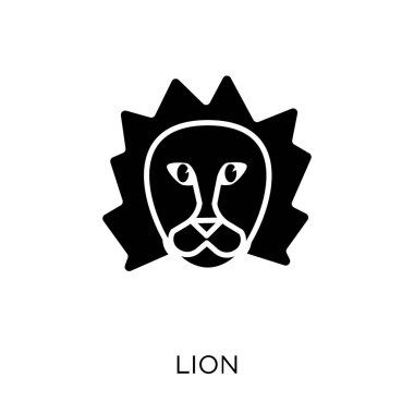 Aslan simgesi. Aslan hayvanlar koleksiyonundan tasarım sembolü. Basit öğe vektör çizim beyaz arka plan üzerinde.