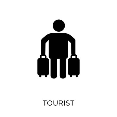 Turist simgesi. Turistik sembolü tasarım seyahat koleksiyonundan. Basit öğe vektör çizim beyaz arka plan üzerinde.