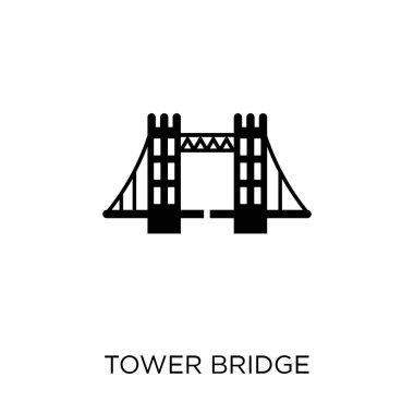 Tower bridge simgesini. Kule Köprüsü sembol tasarımı mimari koleksiyonundan. Basit öğe vektör çizim beyaz arka plan üzerinde.
