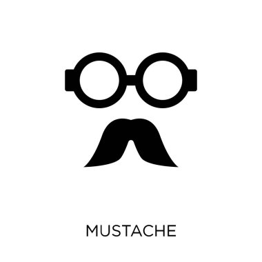 Bıyık simgesi. Bıyık sembolü tasarım Doğum günü ve parti koleksiyonundan. Basit öğe vektör çizim beyaz arka plan üzerinde.