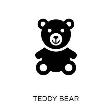 Oyuncak ayı simgesi. Oyuncak ayı sembolü tasarım Doğum günü ve parti koleksiyonundan. Basit öğe vektör çizim beyaz arka plan üzerinde.