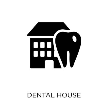 Diş ev simgesi. Diş ev sembolü tasarım diş hekimi koleksiyonundan. Basit öğe vektör çizim beyaz arka plan üzerinde.