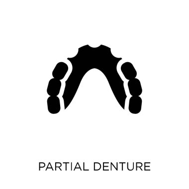 Kısmi takma diş simgesi. Kısmi takma diş sembolü tasarım diş hekimi koleksiyonundan. Basit öğe vektör çizim beyaz arka plan üzerinde.
