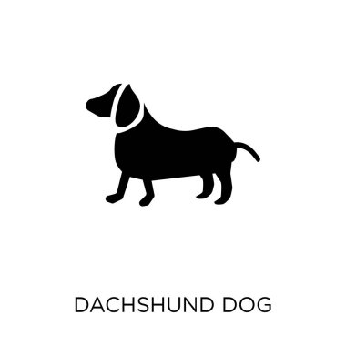 Dachshund köpek simgesi. Dachshund köpek sembolü tasarım köpekler koleksiyonundan. Basit öğe vektör çizim beyaz arka plan üzerinde.