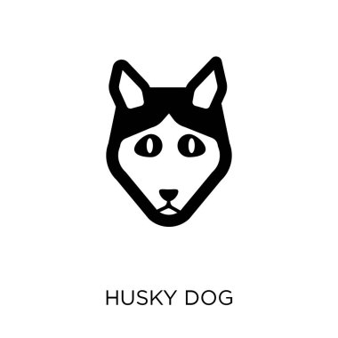 Husky köpek simgesi. Husky köpek sembolü tasarım köpekler koleksiyonundan. Basit öğe vektör çizim beyaz arka plan üzerinde.