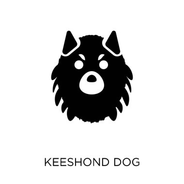 Keeshond köpek simgesi. Keeshond köpek sembolü tasarım köpekler koleksiyonundan. Basit öğe vektör çizim beyaz arka plan üzerinde.