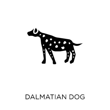 Dalmaçya köpeği simgesi. Dalmaçya köpeği sembolü tasarım köpekler koleksiyonundan. Basit öğe vektör çizim beyaz arka plan üzerinde.