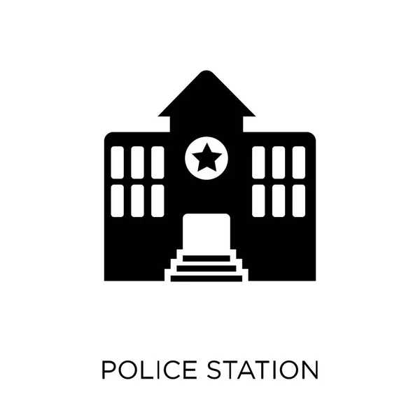 警察局图标 派出所符号设计从建筑学汇集 简单的元素向量例证在白色背景 — 图库矢量图片