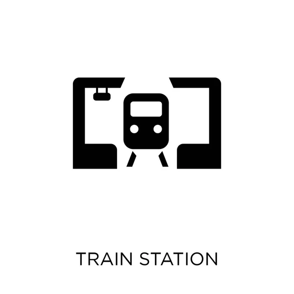 火车站图标 火车站符号设计从建筑收藏 简单的元素向量例证在白色背景 — 图库矢量图片