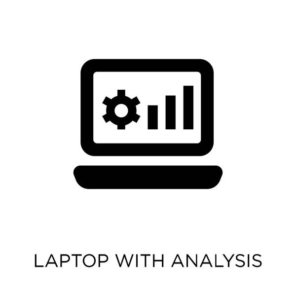 Laptop Met Analyse Pictogram Laptop Met Analyse Symbool Ontwerp Uit — Stockvector
