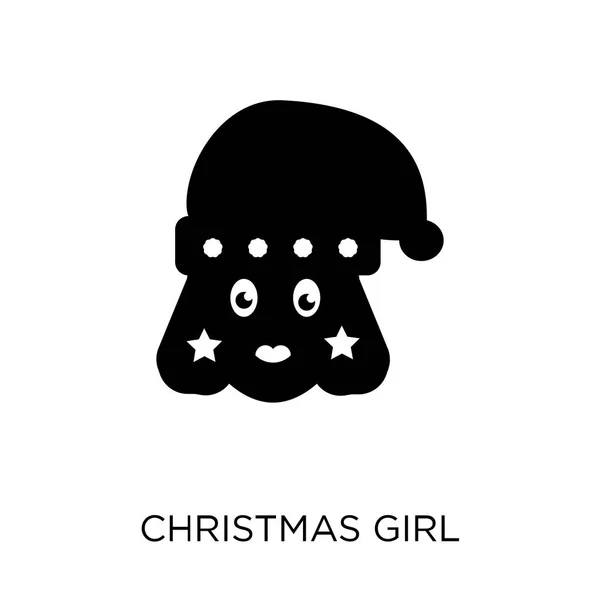 Boże Narodzenie Dziewczynka Ikona Christmas Girl Projekt Symbol Boże Narodzenie — Wektor stockowy