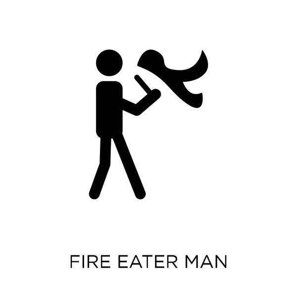 火を食べる人 アイコン 火喰い男シンボル デザイン サーカス コレクションから 白い背景の上の単純な要素ベクトル図 — ストックベクタ