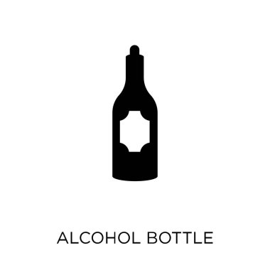 Alkol şişe simgesi. Alkol şişe sembol tasarımı çöl koleksiyonundan. Basit öğe vektör çizim beyaz arka plan üzerinde.