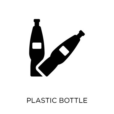 Plastik şişe simgesi. Plastik şişe sembol tasarımı ekoloji koleksiyonundan. Basit öğe vektör çizim beyaz arka plan üzerinde.