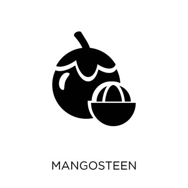 Mangosteen simgesi. Meyve ve sebze koleksiyonundan Mangosteen sembolü tasarım. Basit öğe vektör çizim beyaz arka plan üzerinde.