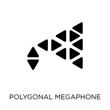 Poligonal megafon simgesi. Poligonal megafon sembolü tasarım geometri koleksiyonundan. Basit öğe vektör çizim beyaz arka plan üzerinde.
