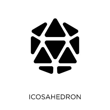İcosahedron simgesi. İcosahedron simgesi tasarım geometri koleksiyonundan. Basit öğe vektör çizim beyaz arka plan üzerinde.