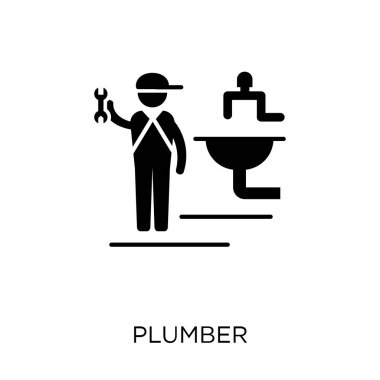 Tesisatçı simgesi. Tesisatçı sembolü tasarım meslekler koleksiyonundan. Basit öğe vektör çizim beyaz arka plan üzerinde.