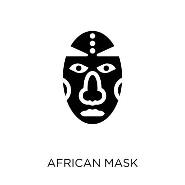 Afrika maskesi simgesi. Afrika maskesi simgesi tasarım Müzesi koleksiyonundan. Basit öğe vektör çizim beyaz arka plan üzerinde.