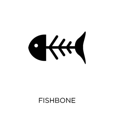 Fishbone simgesi. Fishbone sembolü Tasarım Müzesi koleksiyonundan. Basit öğe vektör çizim beyaz arka plan üzerinde.