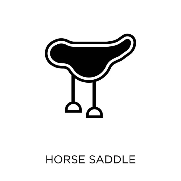 馬のサドルのアイコン 馬鞍シンボル デザイン デザート コレクションから 白い背景の上の単純な要素ベクトル図 — ストックベクタ