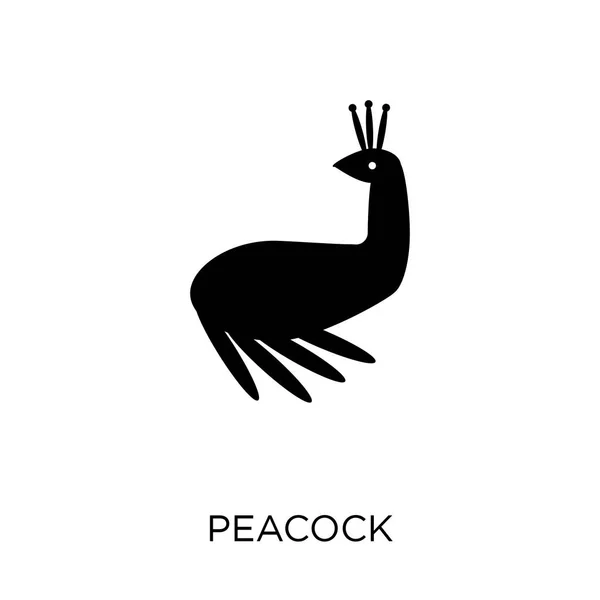 孔雀のアイコン インド コレクションから孔雀のシンボル デザイン 白い背景の上の単純な要素ベクトル図 — ストックベクタ