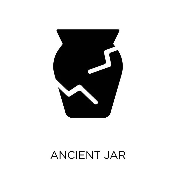 古代の壺アイコン 博物館のコレクションから古代の壺シンボル デザイン 白い背景の上の単純な要素ベクトル図 — ストックベクタ