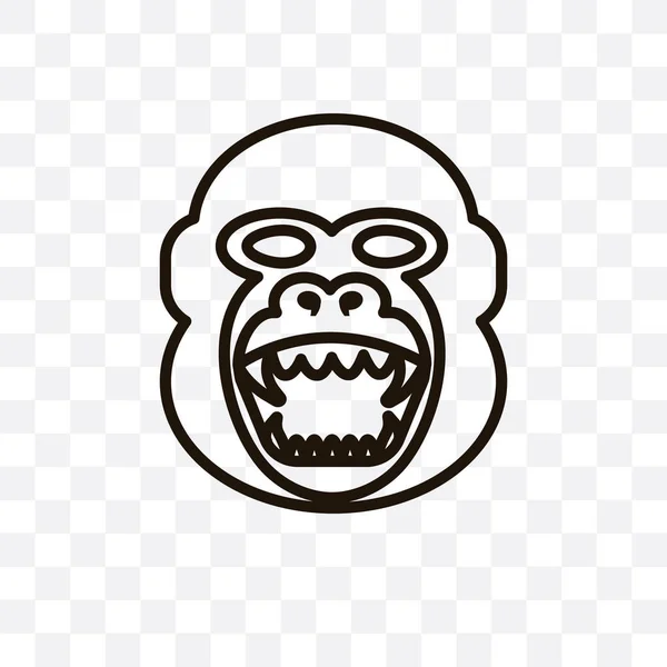 Gorilla Vektor Lineáris Ikon Elszigetelt Átlátszó Háttér Gorilla Átláthatóság Fogalma — Stock Vector