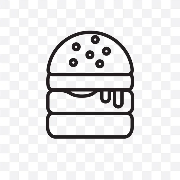 Hamburger Vektor Lineáris Ikon Elszigetelt Átlátszó Háttér Hamburger Átláthatóság Fogalma — Stock Vector