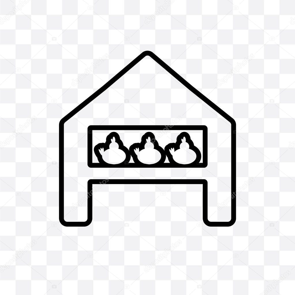Chicken coop vector linear icon isolated on transparent background, Chicken coop transparency concept can be used for web and mobile