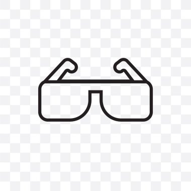 Güneş gözlüğü şeffaf arka plan üzerinde izole doğrusal simge vektör, güneş gözlüğü saydamlık kavramı web ve mobil için kullanılabilir