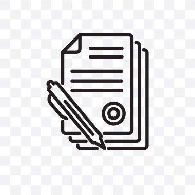 Sözleşme vektör lineer simge üzerinde şeffaf arka plan izole, sözleşme saydamlık kavramı web için kullanılan ve mobil olabilir