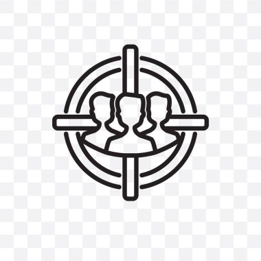 Saydam arka plan üzerinde izole hedef kitleye vektör doğrusal simge, hedef kitleye saydamlık kavramı web için kullanılan ve mobil olabilir