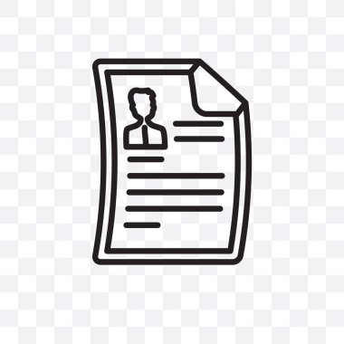 Özgeçmiş vektör lineer simgesi üzerinde şeffaf arka plan izole, özgeçmiş saydamlık kavramı web için kullanılan ve mobil olabilir