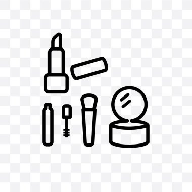 Kozmetik şeffaf arka plan üzerinde izole doğrusal simge vektör, kozmetik saydamlık kavramı web ve mobil için kullanılabilir