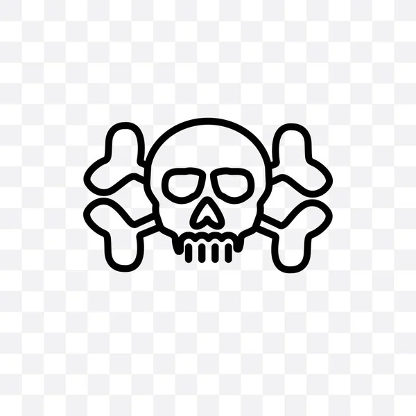 Human Skull Crossed Bones Vector Linear Icon Isolated Transparent Background — Stock Vector