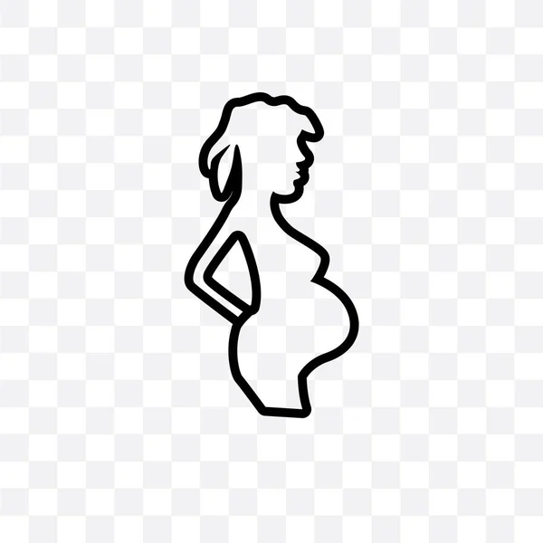 Mujer Embarazada Vector Lineal Icono Aislado Sobre Fondo Transparente Mujer — Vector de stock