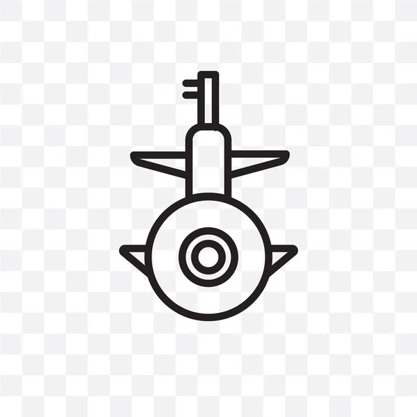 Submarine Front View Vector Lineal Icono Aislado Sobre Fondo Transparente — Vector de stock