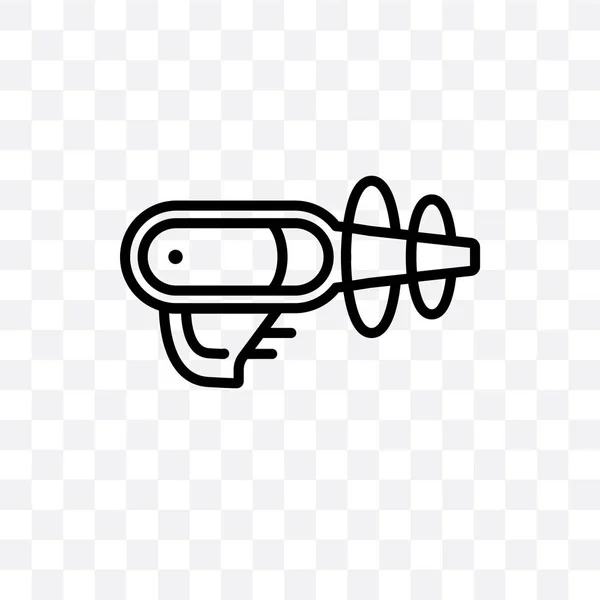 Space Gun Vector Linear Icon Isolated Transparent Background Space Gun — Stock Vector