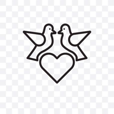 Aşk kuşları şeffaf arka plan üzerinde izole doğrusal simge vektör, aşk kuşlar saydamlık kavramı web ve mobil için kullanılabilir