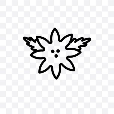 Çiçekler şeffaf arka plan üzerinde izole doğrusal simge vektör, çiçek saydamlık kavramı web ve mobil için kullanılabilir