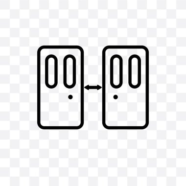 Kapı vektör lineer simgesi üzerinde şeffaf arka plan izole, kapı saydamlık kavramı web ve mobil için kullanılabilir